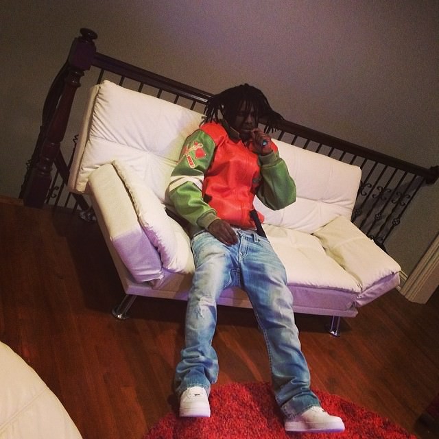 chief-keef-pelle-pelle-renegades-fire-orange-plush-leather-jacket-true-religion-jeans-nike-air-force-1-on-feet